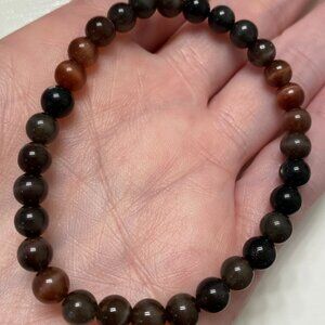 Old Mine Tourmaline Bracelet – 6mm Beads | Natural Crystal | Gradient Red to Bla